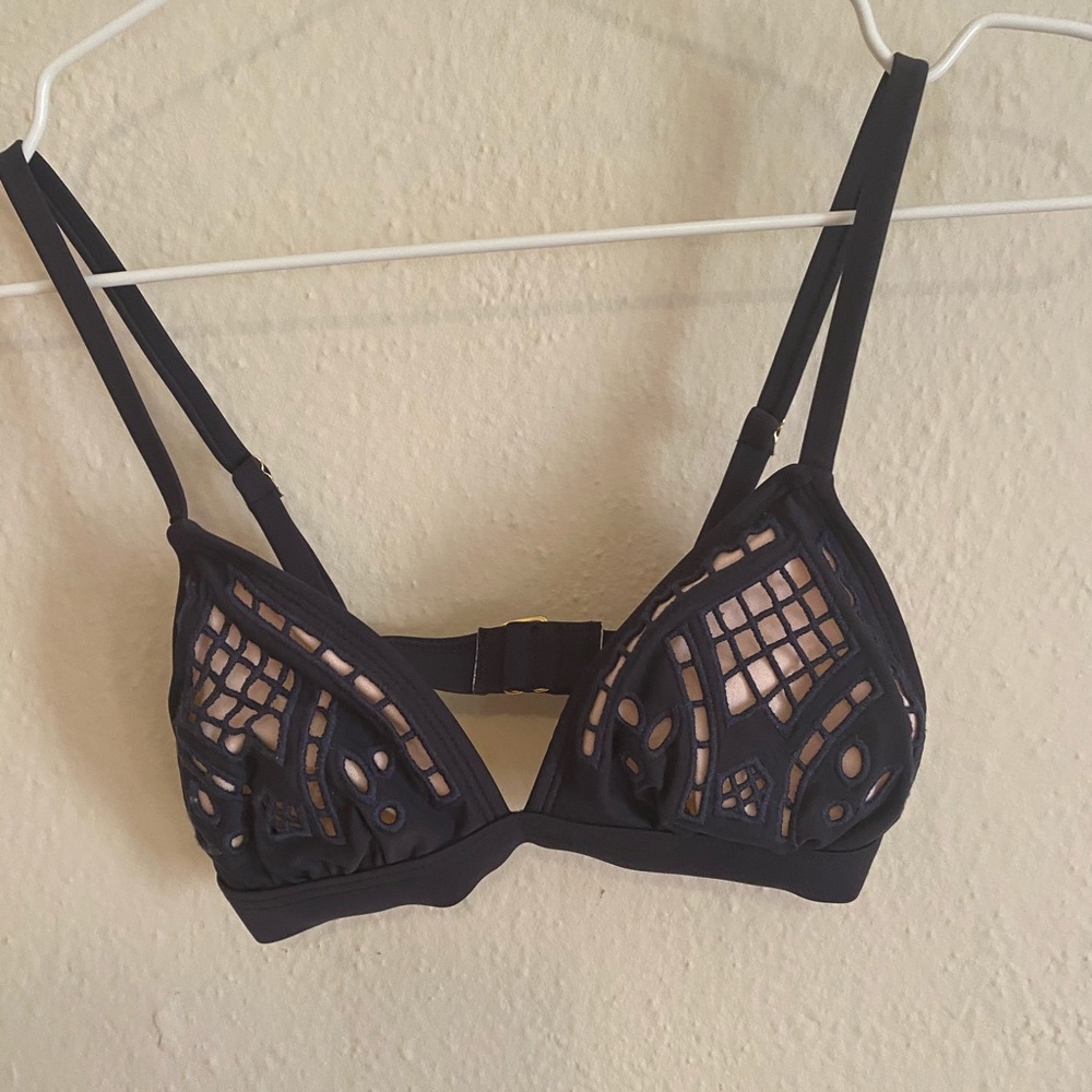 Xhilaration navy eyelet bralette bikini top